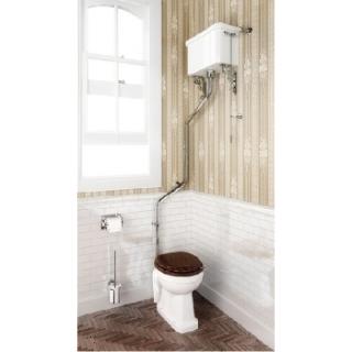 High-level pan with high-level cistern and high-level angled flush pipe kit